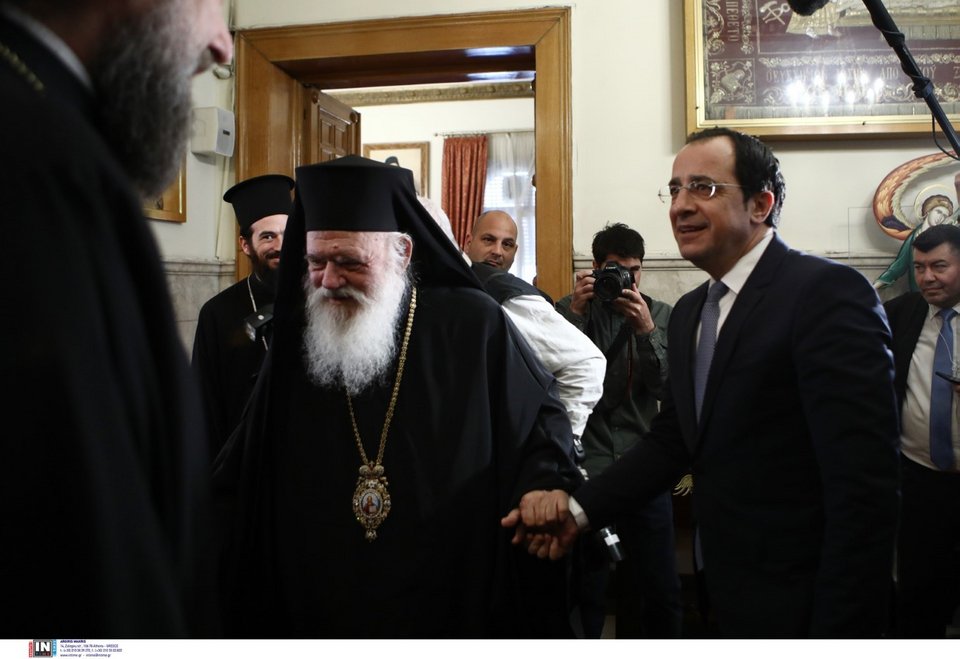 Ο πρόεδρος της Κυπριακής Δημοκρατίας Νίκος Χριστοδουλίδης σε συνάντηση με τον Αρχιεπίσκοπο Ιερώνυμο / Φωτογραφία: Intime - ΠΕΡΙΣΤΕΡΗΣ ΔΗΜΗΤΡΗΣ