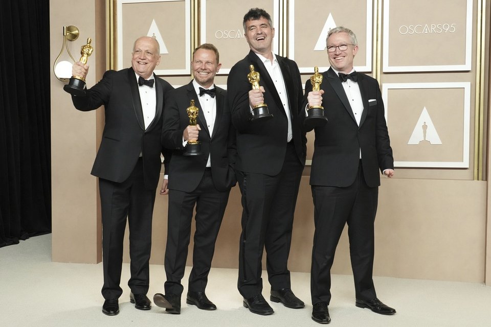 Joe Letteri, from left, Richard Baneham, Eric Saindon and Daniel Barrett