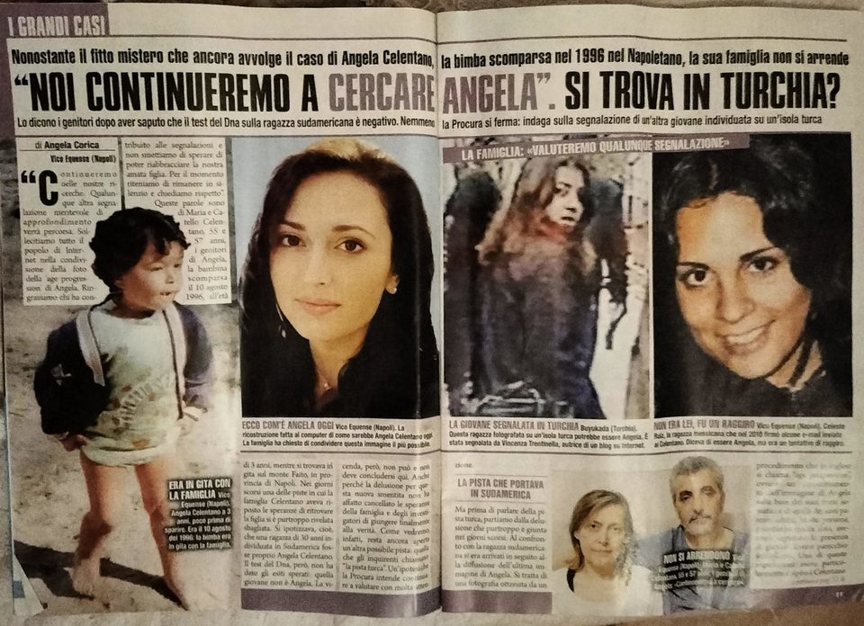 Δημοσίευμα εφημερίδας για την Άντζελα Τσελεντάνο