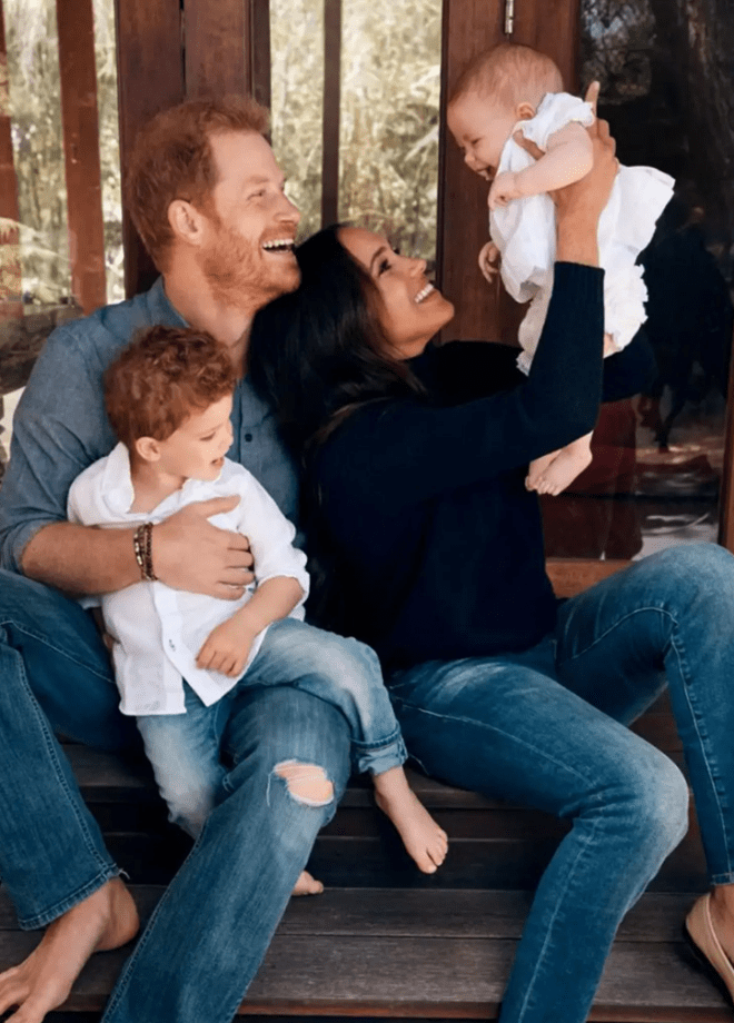 Prince Harry with Meghan Markle and their children