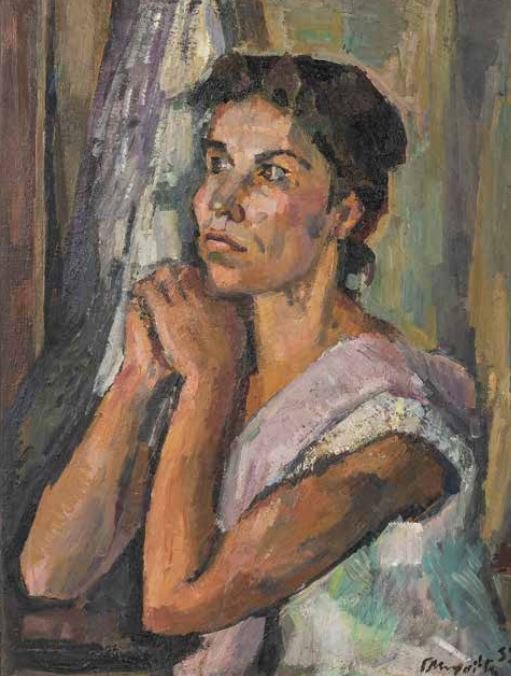 Γιώργος Μαυροϊδής, 1959, Κοπέλα στο Παράθυρο. Λάδι σε καμβά 