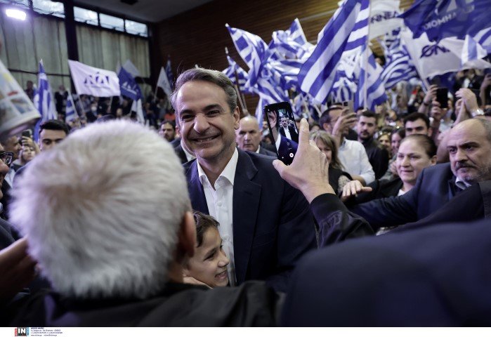 Ο Κυριάκος Μητσοτάκης στο κλειστό του Αιγάλεω / Φωτογραφία: Intimenews/ΛΙΑΚΟΣ ΓΙΑΝΝΗΣ