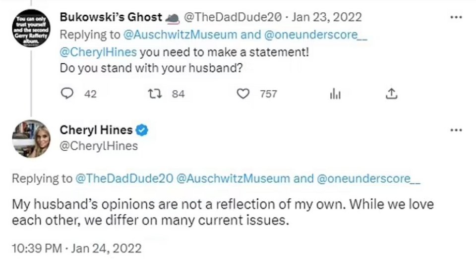 Η αντίδραση της Cheryl στο Twitter σχετικά με τις δηλώσεις του άνδρα της για τα εμβόλια