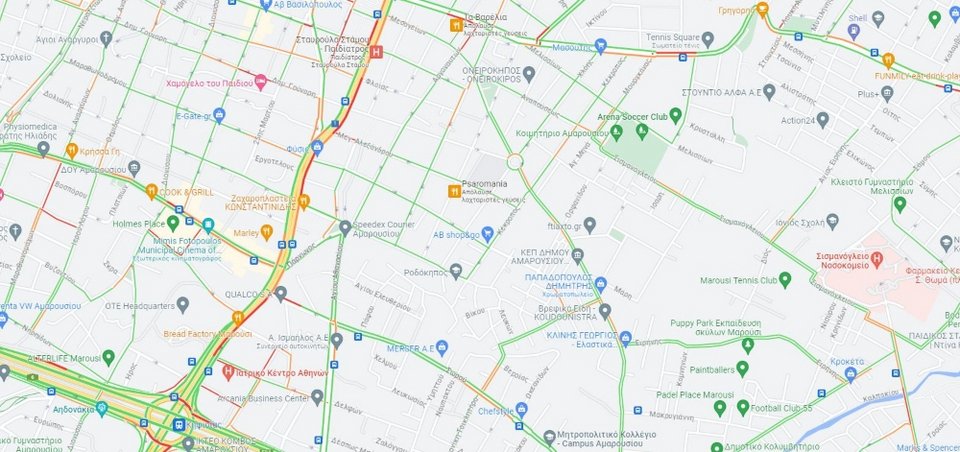 Η εικόνα στην Κηφισίας λίγο πριν τις 20:00/ Google maps, screenshot
