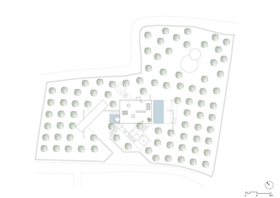 Κάτοψη του οικοπέδου στο οποίο χτίζεται η κατοικία Pavilion στο χωριό Καλογερικό της Άρτας.