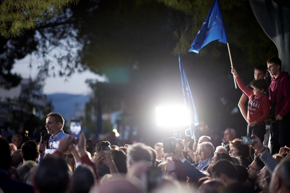 Ο Κυριάκος Μητσοτάκης δύο εβδομάδες πριν τις εκλογές σε προεκλογική ομιλία στην Ελευσίνα