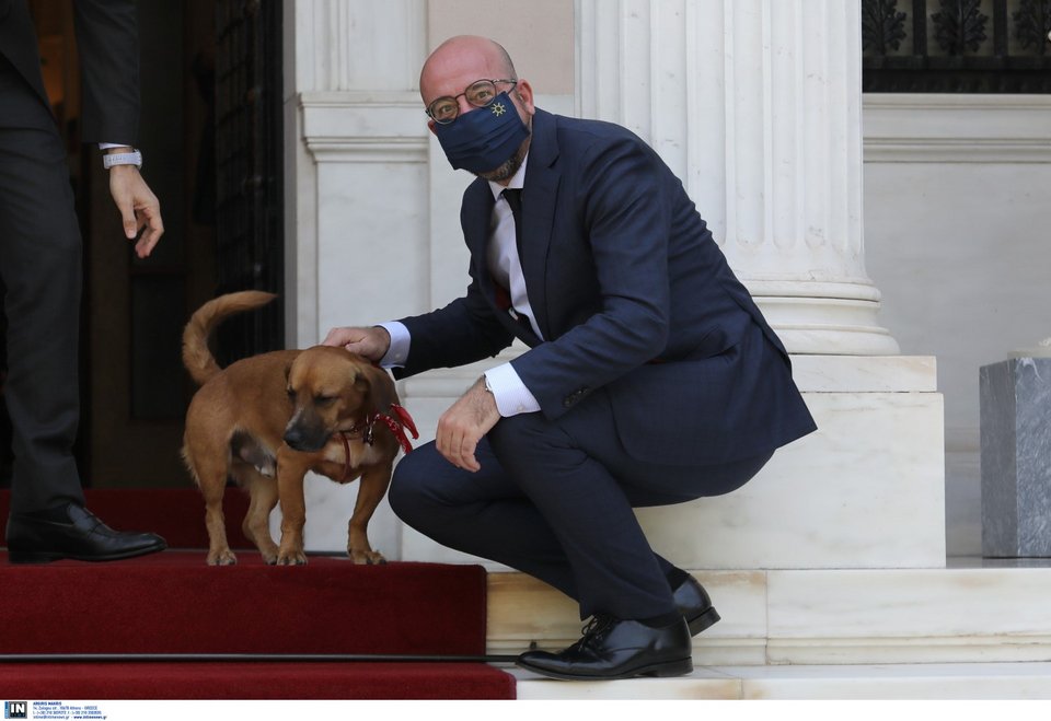 Ο Πίνατ σε «συνάντηση» με τον πρόεδρο του Ευρωπαϊκού Συμβουλίου, Σαρλ Μισέλ / Φωτογραφία: Intime