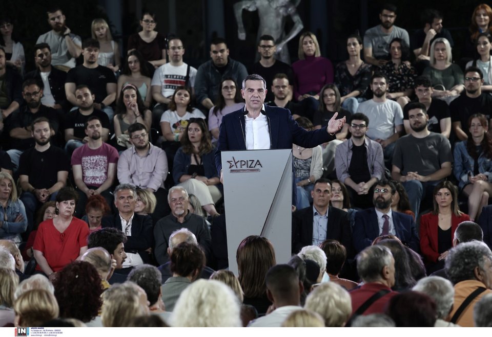 Ο Αλέξης Τσίπρας στην πρώτη του προεκλογική ομιλία για τις εκλογές της 25ης Ιουνίου στη Νίκαια