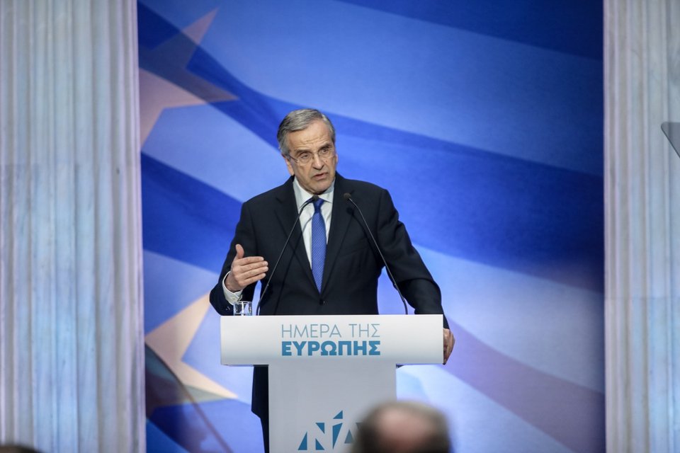 Ο πρώην πρωθυπουργός Αντώνης Σαμαράς κατά την ομιλία του στο Ζάππειο Μέγαρο για την Ημέρα της Ευρώπης / Φωτογραφία: Eurokinissi -ΠΑΝΑΓΟΠΟΥΛΟΣ ΓΙΑΝΝΗΣ