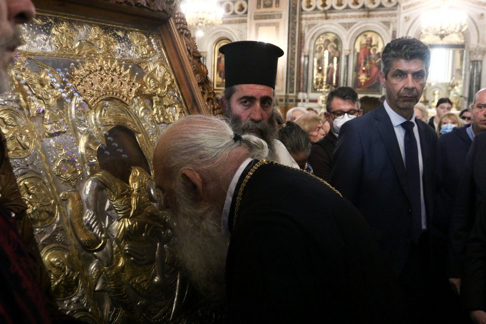 Αναχώρησε για το Πρωτάτο του Αγίου Όρους η ιερή εικόνα της Παναγίας «Άξιον Εστί» / Φωτογραφία: Eurokinissi