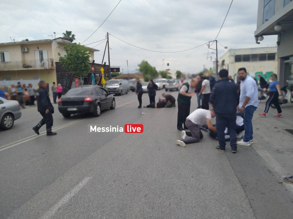 Τροχαίο ατύχημα στην Καλαμάτα μετά από σύγκρουση αυτοκινήτου με μηχανάκι