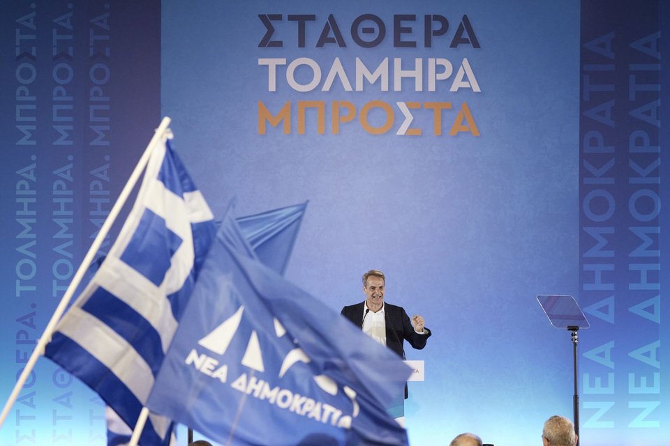Ο Κυριάκος Μητσοτάκης κατά τη διάρκεια της ομιλίας του