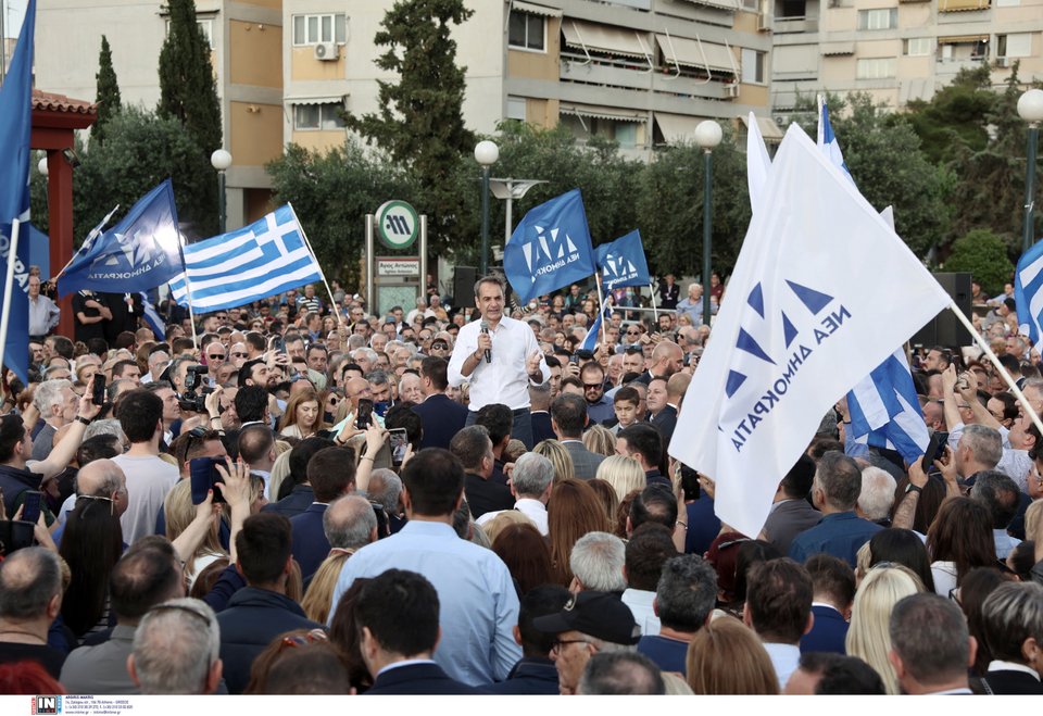 Ο Κυριάκος Μητσοτάκης στην ομιλία του στο Περιστέρι / Φωτογραφία: IntimeNews/Λιάκος Γιάννης