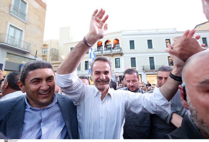 Ο Κυριάκος Μητσοτάκης στο Ηράκλειο της Κρήτης / Φωτογραφία: Imageonline