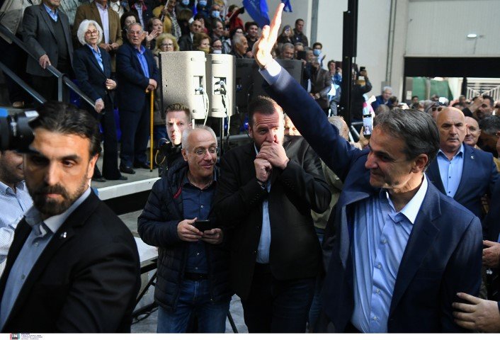 Ο Κυριάκος Μητσοτάκης κατά την ομιλία του στο κλειστός γήπεδο του ΕΑΠ στην Πάτρα / Φωτογραφία: Intime-Παπαμήτσος Δημήτρης