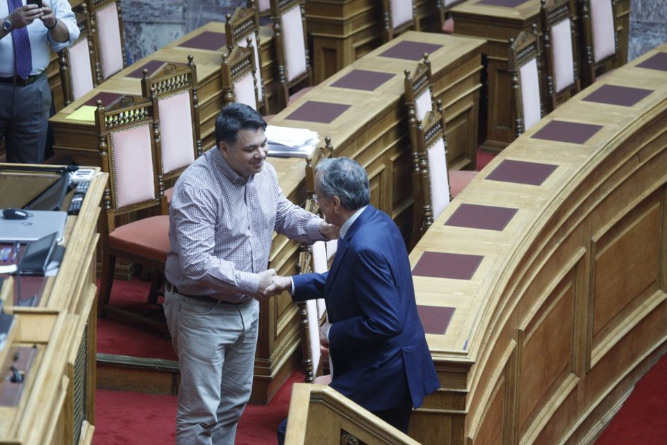 Ο πρέσβης των ΗΠΑ στην Αθήνα Τζωρτζ Τσούνης με τον Αντώνη Σαμαρά