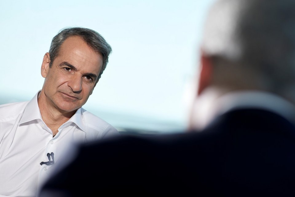 Ο Κυριάκος Μητσοτάκης κατά την συνέντευξη που παραχώρησε στο Νίκο Χατζηνικολάου