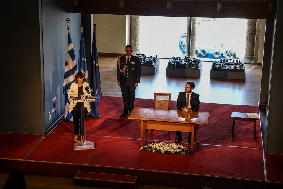 Η Κατερίνα Σακελλαροπούλου στα εγκαίνια του Φεστιβάλ Βιβλίου Χανίων