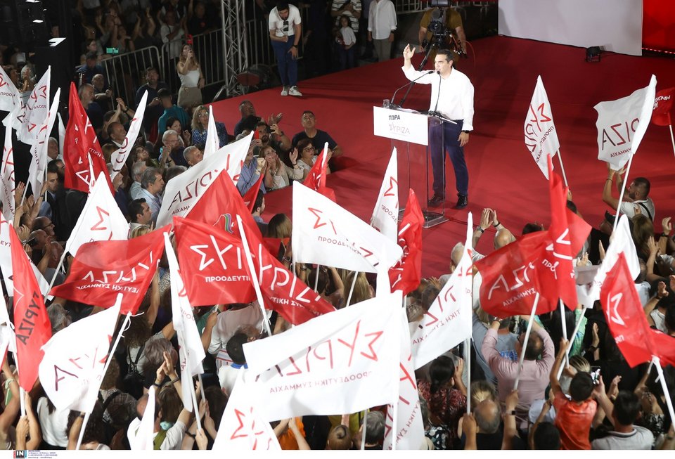 Ο Αλέξης Τσίπρας κατά την προεκλογική του ομιλία στο Ηράκλειο της Κρήτης