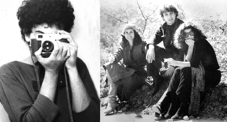 Ο Τόλης Μαστρόκαλος με τη φωτογραφική του μηχανή και δεξιά η Δέσποινα Τομαζάνη, ο Παύλος Σιδηρόπουλος και η Γιόλα Αναγνωστοπούλου (στο ορεινό χωριό της Γιόλας στην Ρούμελη. Πάσχα 1978)