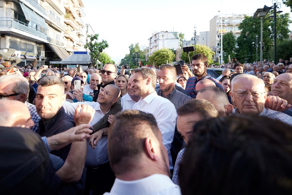 Ο Κυριάκος Μητσοτάκης σε ανοικτή συγκέντρωση στην Δράμα / Φωτογραφία: Eurokinissi - Δημήτρης Παπαμήτσος