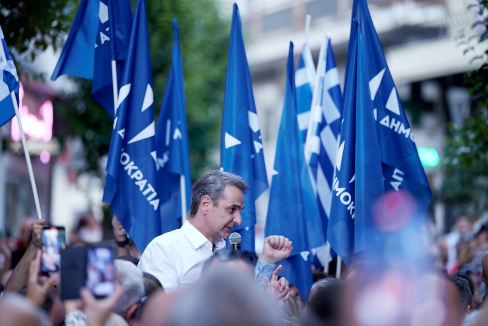 Ο Κυριάκος Μητσοτάκης σε ανοικτή συγκέντρωση στην Δράμα / Φωτογραφία: Eurokinissi - Δημήτρης Παπαμήτσος