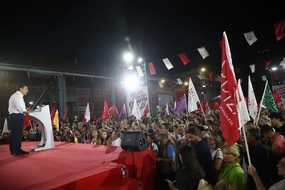 Ο Αλέξης Τσίπρας κατά την προεκλογική του ομιλία στο Λιμάνι της Θεσσαλονίκης