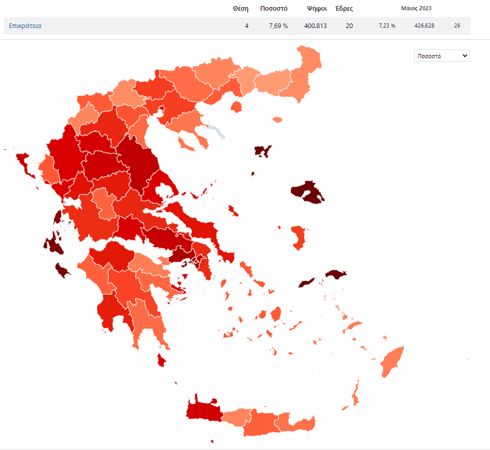 Ο εκλογικός χάρτης του ΚΚΕ
