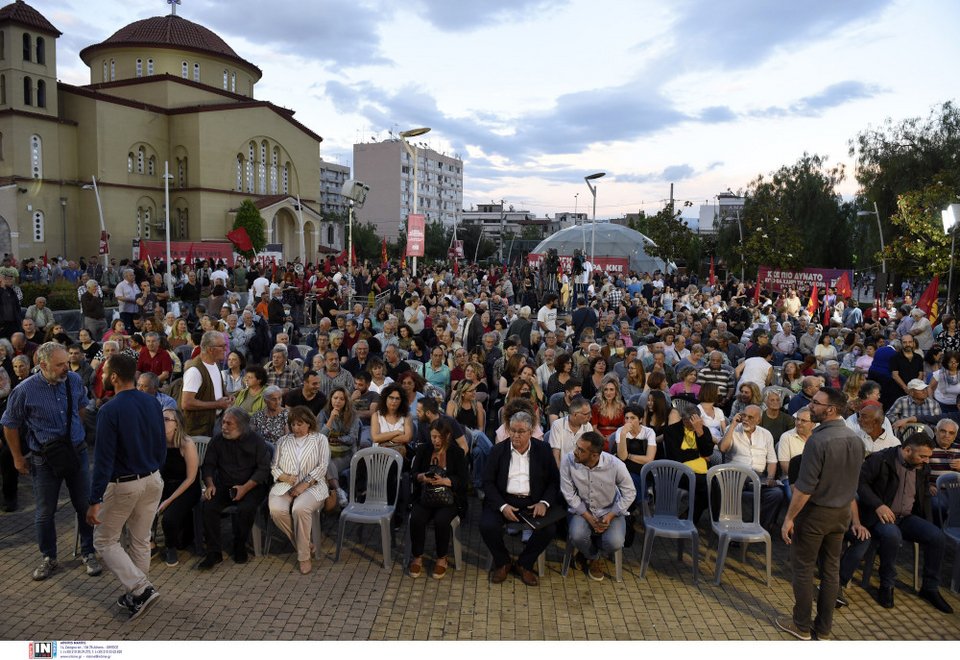 Στιγμιότυπο από την ομιλία του Δημήτρη Κουτσούμπα στο Περιστέρι-Φωτογραφία Γεωργίου Νικόλας/INTIME NEWS