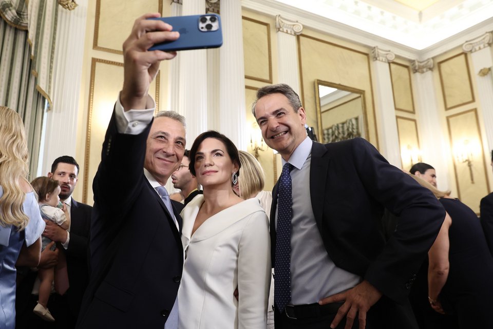 Ο Κυριάκος Μητσοτάκης με τον Μίνω Μάτσα και την Όλγα Κεφαλογιάννη