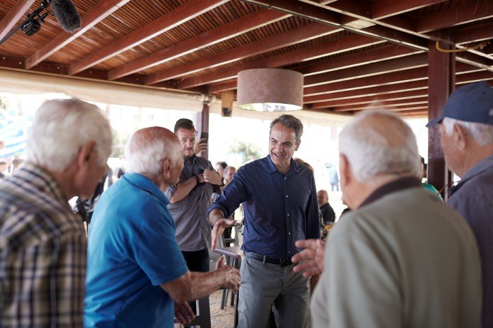 Ο Κυριάκος Μητσοτάκης στο Γύθειο -Φωτογραφία: Γρ. Τύπου ΝΔ/Δημήτρης Παπαμήτσος