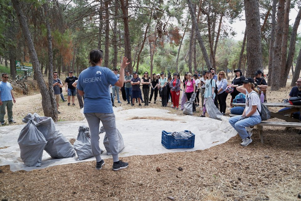 Στιγμιότυπο από την εθελοντική δράση στον Υμηττό