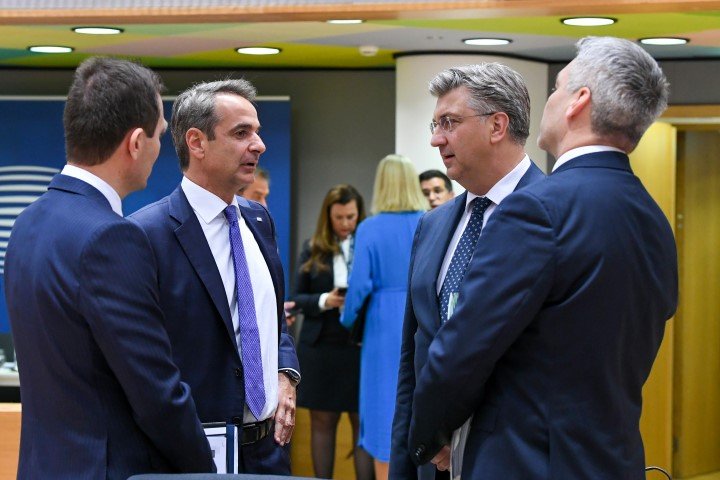 Ο κ. Μητσοτάκης με τον πρωθυπουργό της Κροατίας, Αντρέι Πλένκοβιτς
