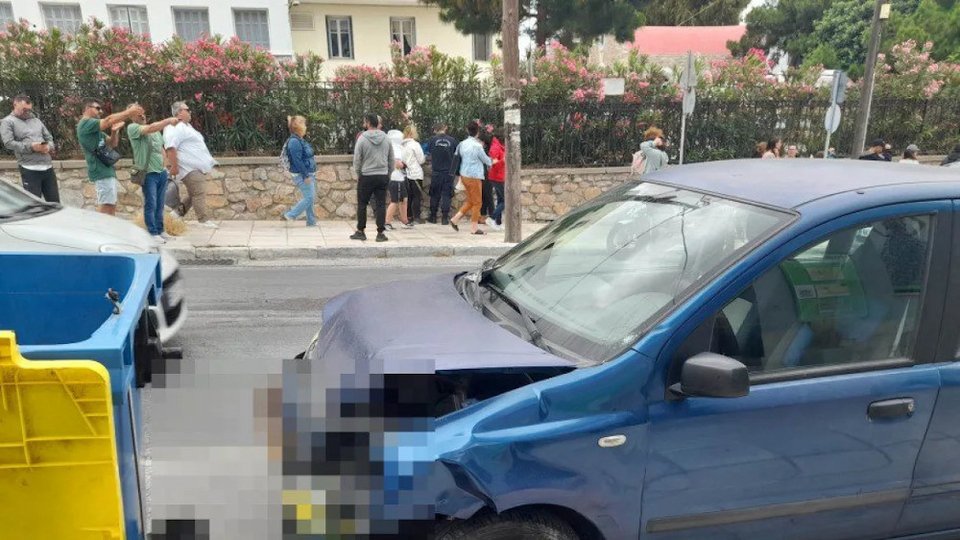 Το σημείο που σημειώθηκε το τροχαίο στη Σύρο / Φωτογραφία cyclades24.gr