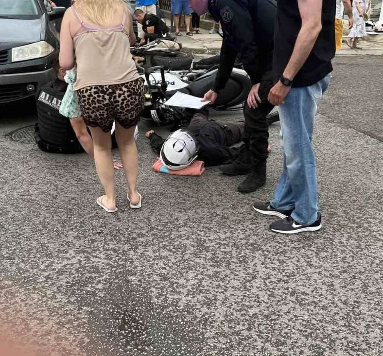 Εικόνα από το σημείο της παράσυρσης των αστυνομικών της ΔΙ.ΑΣ.