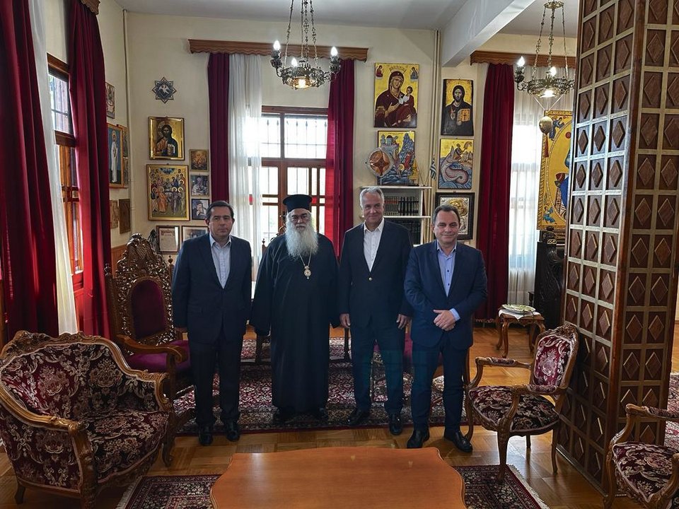Μηταράκης, Βορίδης και Γεωργαντάς με τον Μητροπολίτη Γουμενίσσης