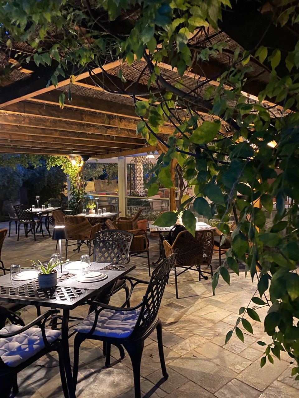 Ο εξωτερικός χώρος έχει μια απίστευτη φυσική δροσιά. Ακόμα και τις μέρες του καύσωνα εδώ η θερμοκρασία είναι αισθητά χαμηλότερη. 