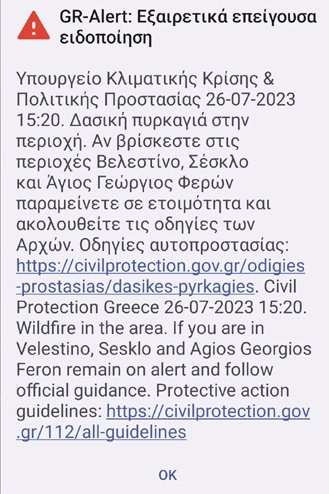 Το μήνυμα της Πολιτικής Προστασίας