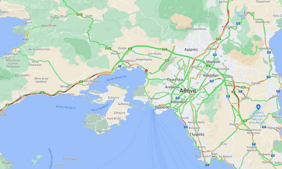 Η κίνηση στους δρόμους στις 20:55