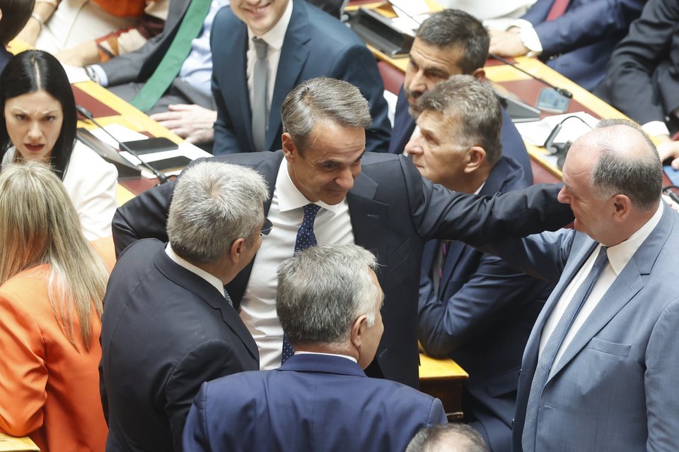 Ο Κυριάκος Μητσοτάκης στην ορκωμοσία της Βουλής /Eurokinissi