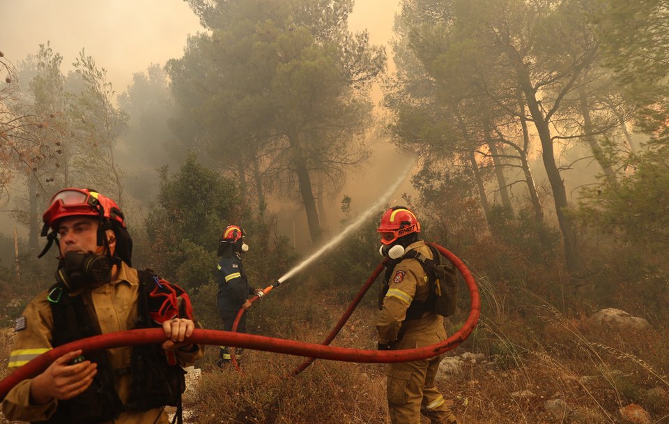 Πυροσβέστες επιχειρούν στο δάσος