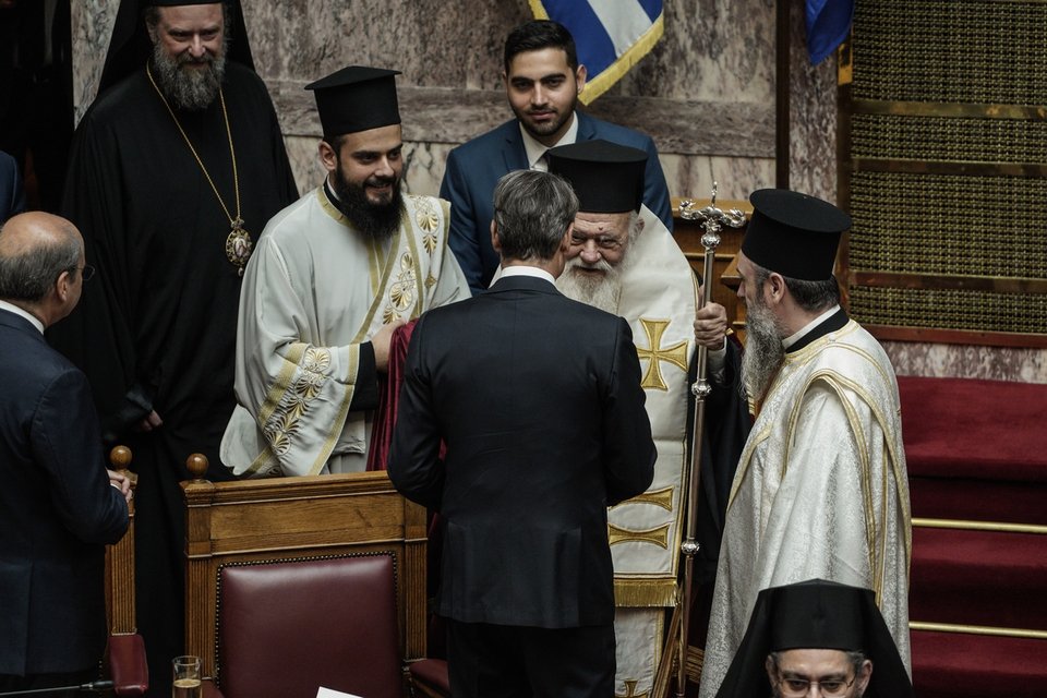 Ο Κυριάκος Μητσοτάκης με τον αρχιεπίσκοπο Ιερώνυμο