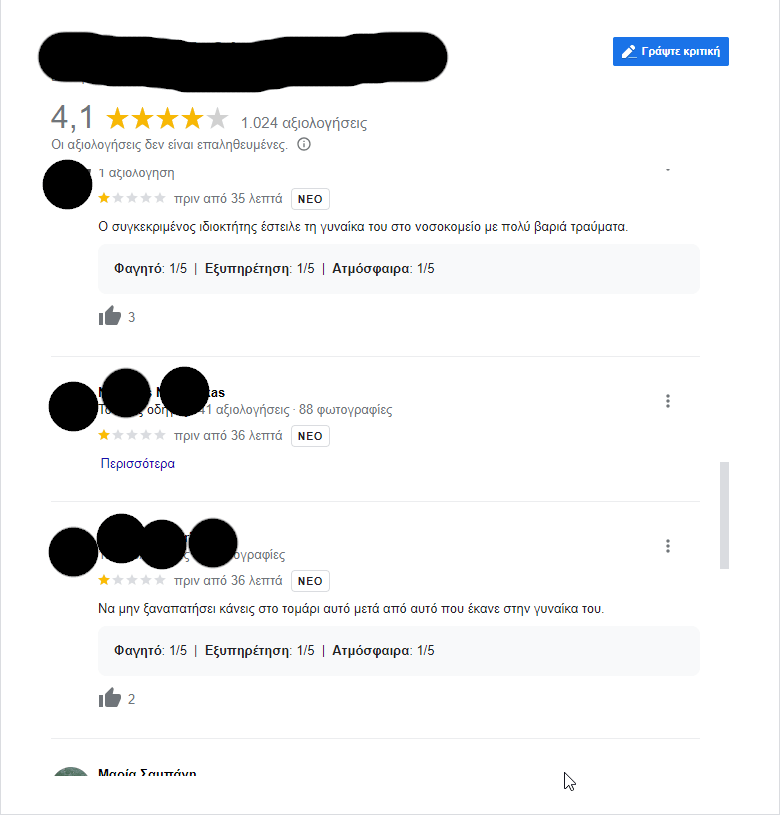  Οργισμένα σχόλια στις αξιολογήσεις στην Google 