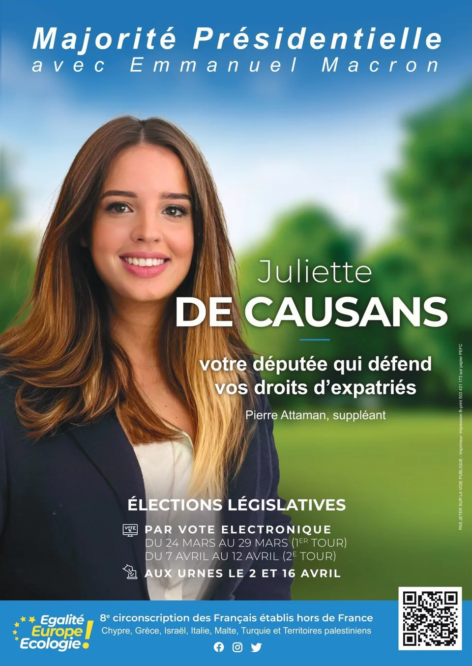 Η προεκλογική αφίσα της Juliette de Causans 