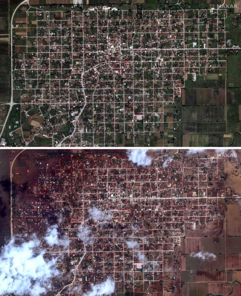 Satellite image ©2023 Maxar Technologies via AP