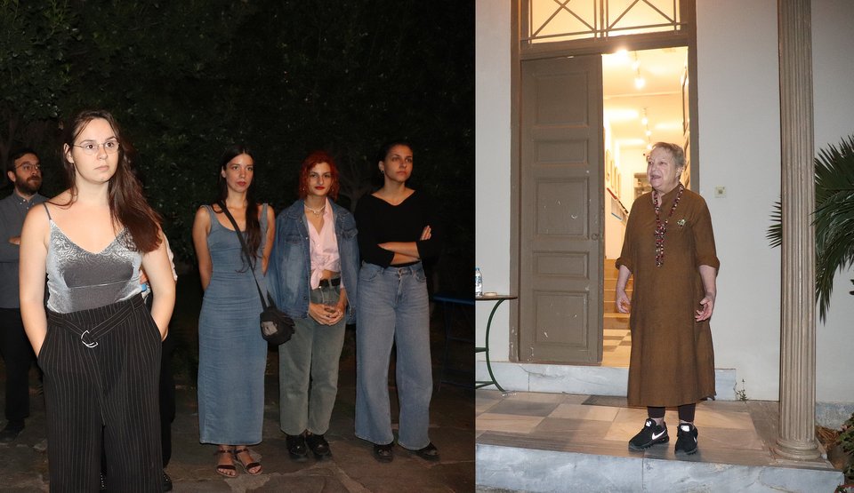 Η Πρόεδρος του Ιδρύματος και η ανιψιά του Γιάννη Τσαρούχη ευχαριστεί όλους τους φοιτητές και φοιτήτριες για τη συμμετοχή τους / Φωτογραφία: Μανώλης Νταλούκας