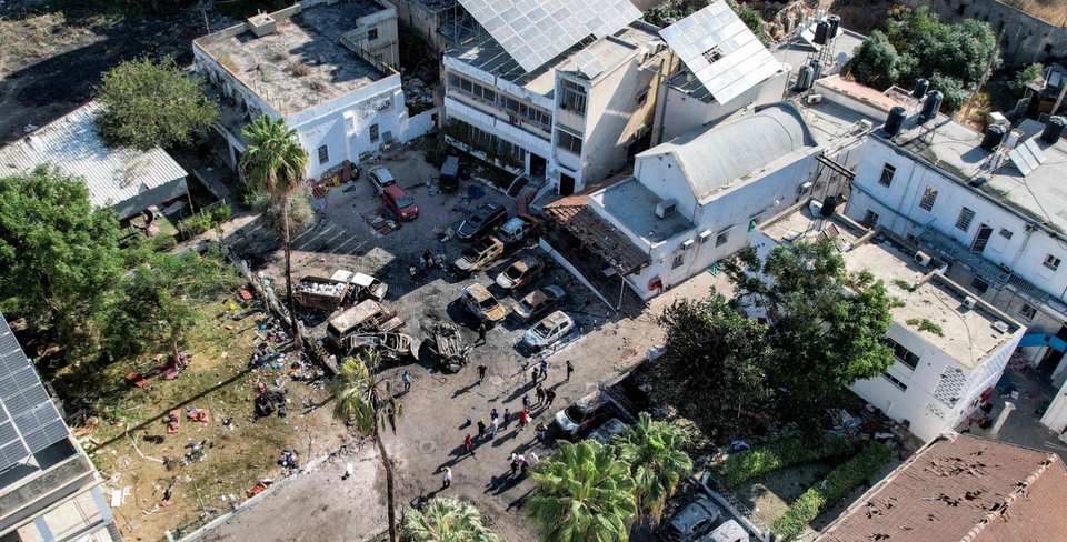 Φωτογραφία με drone από το νοσοκομείο Αλ Αχλί, στη, Γάζα