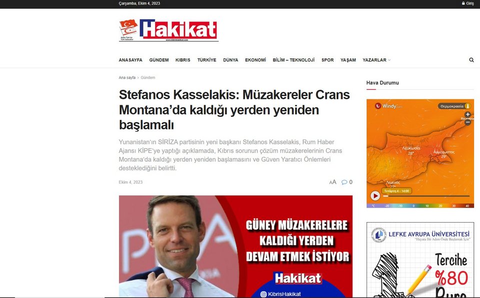 Το δημοσίευμα της Hakikat