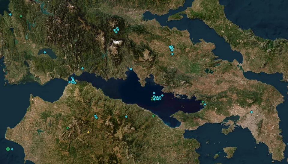 Οι σεισμοί που σημειώθηκαν το τελευταίο 24ωρο στον Κορινθιακό κόλπο / Εθνικό Αστεροσκοπείο Αθηνών