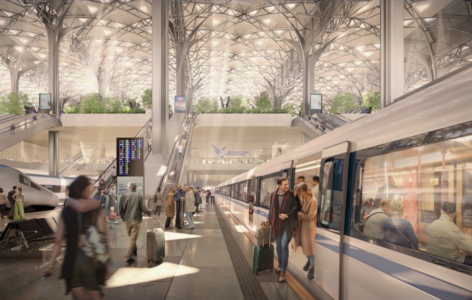 Το αεροδρόμιο, το οποίο θα βρίσκεται 40 χιλιόμετρα μακριά από τη Βαρσοβία, αναμένεται να έχει το δικό του σιδηροδρομικό σταθμό 